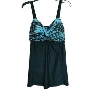 FASHION BUG One-piece Swim Dress with Turquoise Bust Size 16W